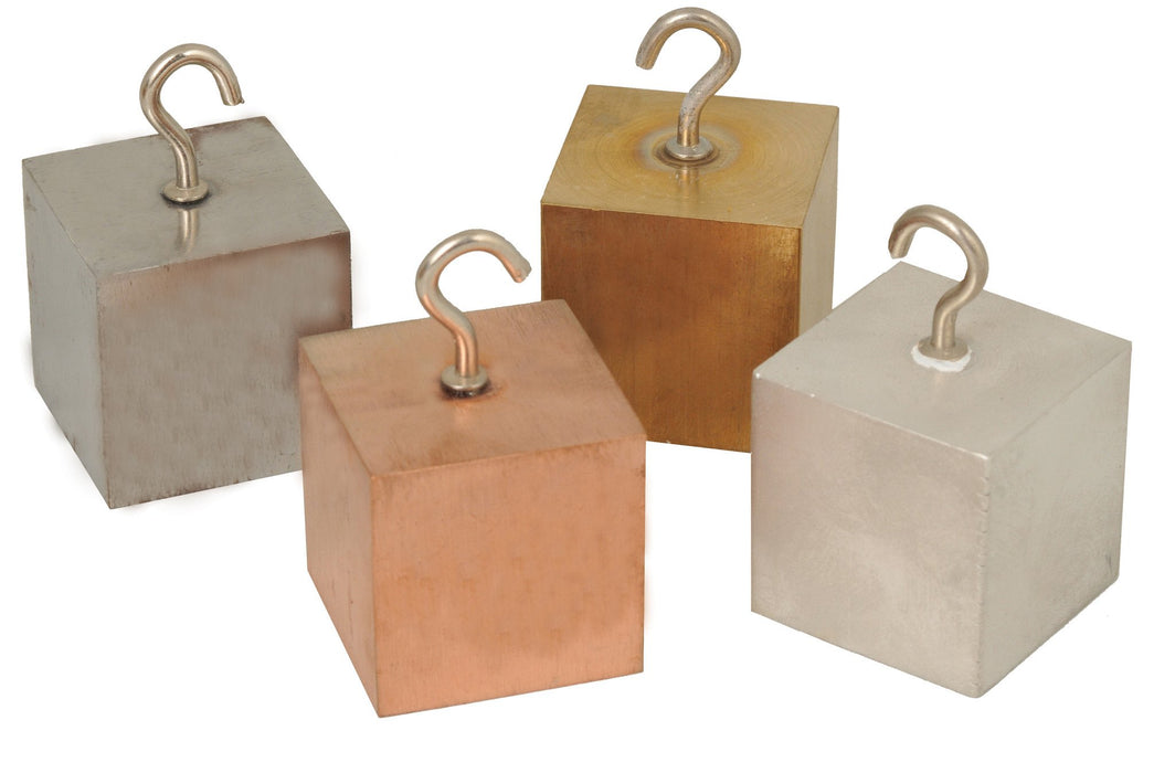 4 Piece Density Cubes Set - Includes Brass, Copper, Aluminum & Steel - No Hooks