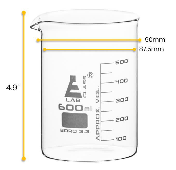 Beakers, Low Form, Borosilicate Glass, 50 mL, 12 Pack