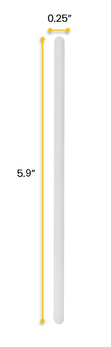12PK Polypropylene Stirring Rods, 5.9" - Rounded Ends, 6mm Diameter