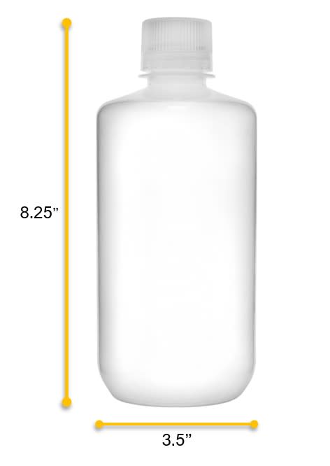 12PK Reagent Bottles, 1000ml - Narrow Neck with Screw Cap - Polypropylene