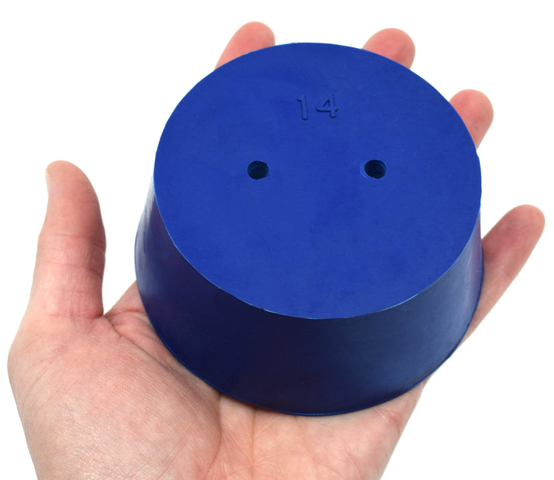 10PK Neoprene Stoppers, 2 Holes - ASTM - Size: #14 - 75mm Bottom, 90mm Top, 39mm Length