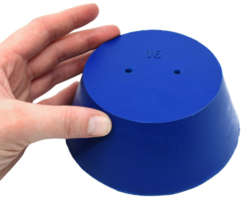 10PK Neoprene Stoppers, 2 Holes - ASTM - Size: #16 - 90mm Bottom, 127mm Top, 50mm Length