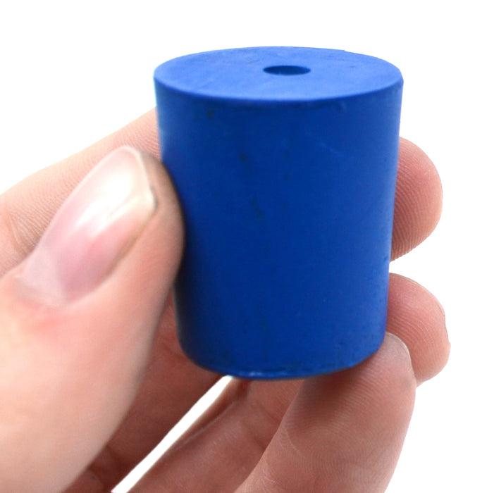 Neoprene Stopper, 1 Hole - Blue, Size: 21mm Bottom, 24mm Top, 28mm Length - Pack of 10
