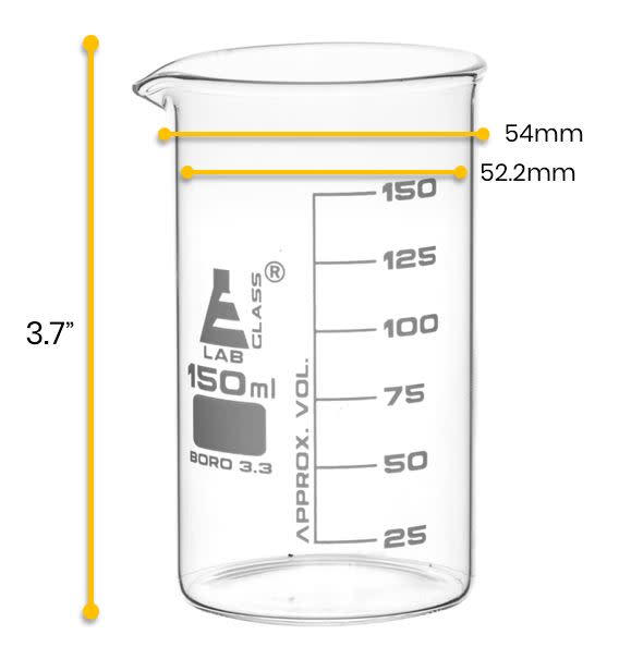 Beaker, 150ml - Tall Form - Graduated - Borosilicate Glass