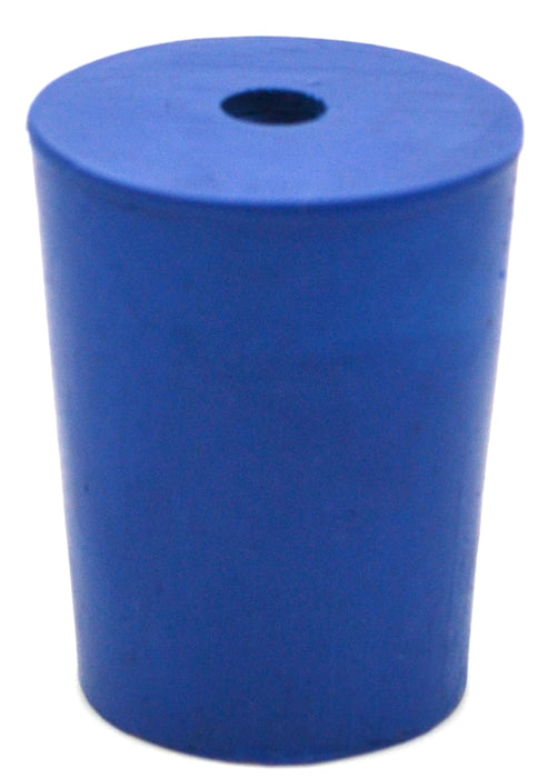 Neoprene Stopper, 1 Hole - Blue, Size: 17mm Bottom, 20mm Top, 26mm Length - Pack of 10