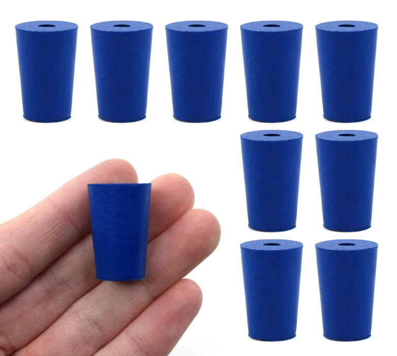 10PK Neoprene Stoppers, 1 Hole - ASTM - Size: #00 - 10mm Bottom, 14mm Top, 25mm Length