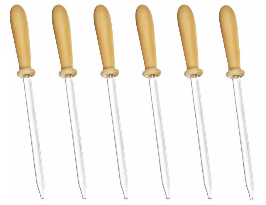 6PK Dropping Pipette, 6.75" - Glass with Latex Teat - Eisco Labs