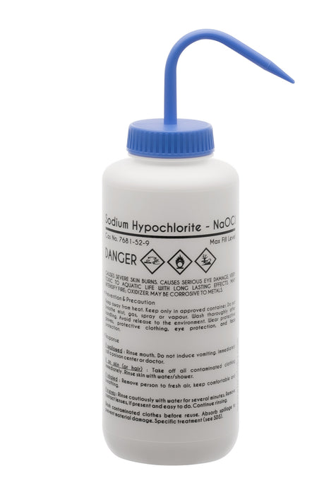 Sodium Hypochlorite Wash Bottle (Bleach), 1000mL - LDPE