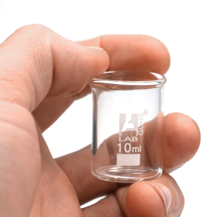 12PK Beakers, 10ml - Low Form - Ungraduated - Borosilicate Glass