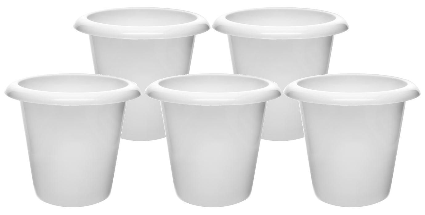 Plant Nursery Pots, 8" Tall - Pack of 5 - Polypropylene - Downward Extended Rim - Drillable Drain Holes