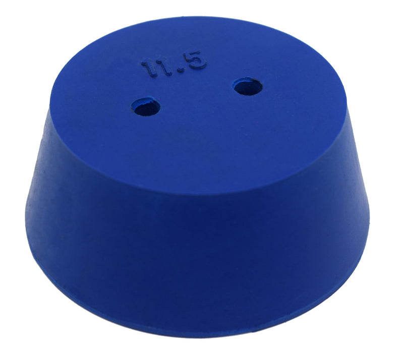 10PK Neoprene Stoppers, 2 Holes - ASTM - Size: #11.5 - 50mm Bottom, 63mm Top, 25mm Length