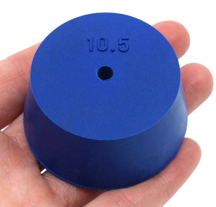 10PK Neoprene Stoppers, 1 Hole - ASTM - Size: #10.5 - 45mm Bottom, 53mm Top, 25mm Length