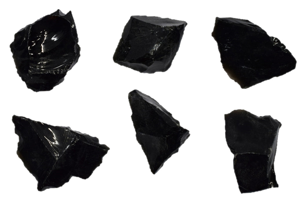 6PK Raw Obsidian, Igneous Rock Specimens, ± 1" Each