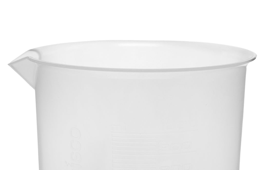 12PK Plastic Beakers, 1000ml - Polypropylene - Raised Graduations