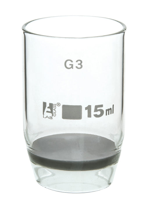 Gooch Crucible, 15mL - With G3 Porosity Sintered Disc - Borosilicate Glass