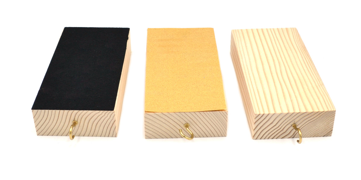 Wooden Friction Block Set Wood, Sandpaper and Felt Surfaces Measur