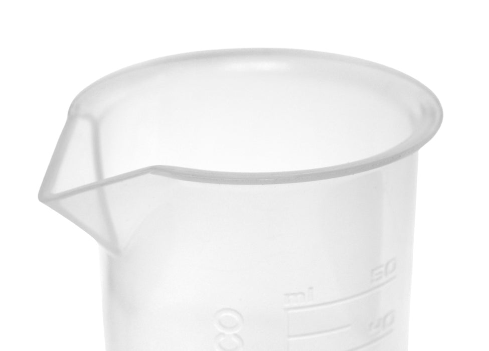 Plastic Beaker, 50ml - Polypropylene - Raised Graduations
