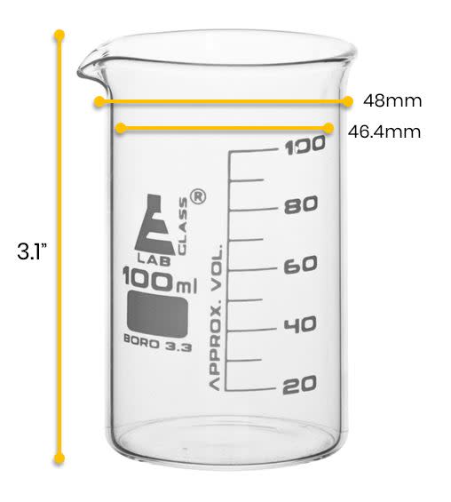 Beaker, 100ml - Tall Form - Graduated - Borosilicate Glass