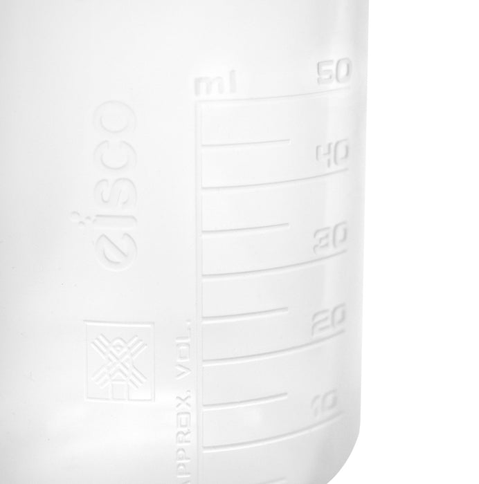 Plastic Beaker, 50ml - Polypropylene - Raised Graduations