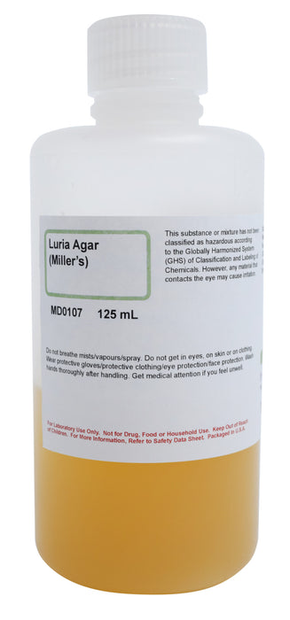 Prepared Luria (Miller’s) Agar, 125 ml, Case of 24 – Nutritionally Rich Growth Medium - Innovating Science