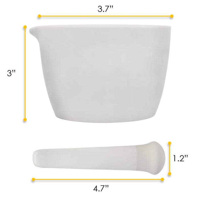 Mortar & Pestle, 150mL - 90mm - Porcelain, Unglazed Grinding Surface