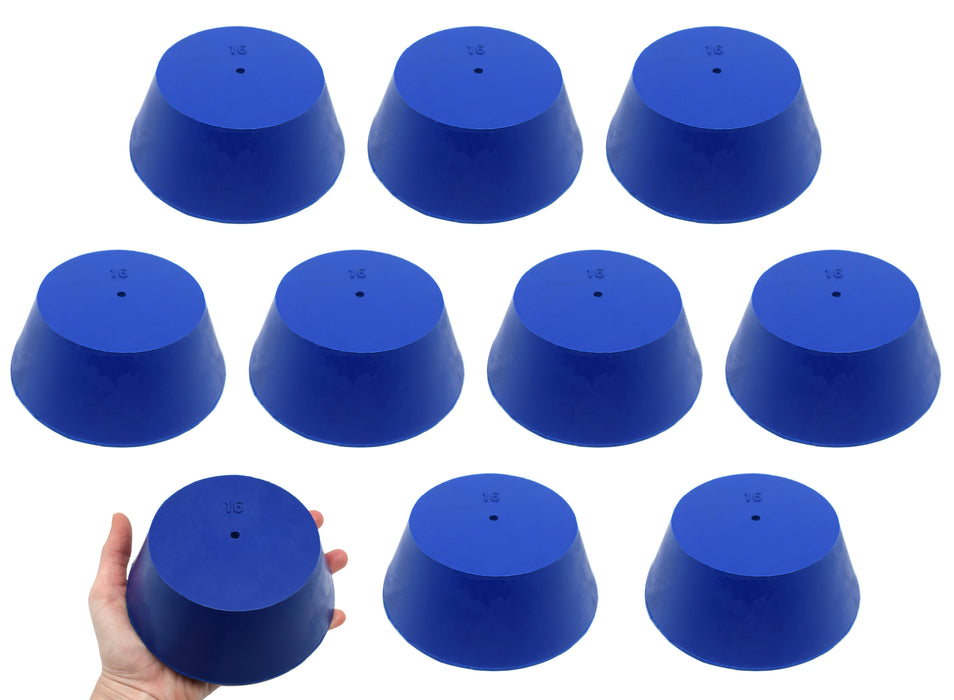 10PK Neoprene Stoppers, 1 Hole - ASTM - Size: #16 - 90mm Bottom, 127mm Top, 50mm Length