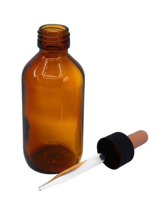 6PK Dropping Bottles, 100mL - Amber - Screw Cap - Soda Glass