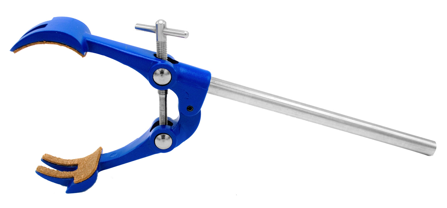 4 Prong, Cork Lined Clamp on Stainless Steel Rod - 4.1" Max Opening
