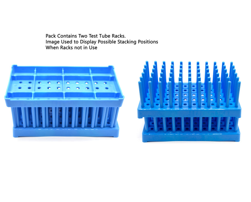 2PK Test Tube Peg Drying Rack - Holds 50 x 16mm Tubes - Plastic