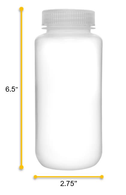 12PK Reagent Bottles, 500ml - Wide Neck with Screw Cap - Polypropylene