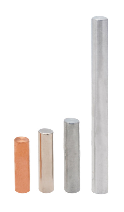 4 Piece Equal Mass Metal Cylinder Set - Includes Copper, Iron, Aluminum & Zinc