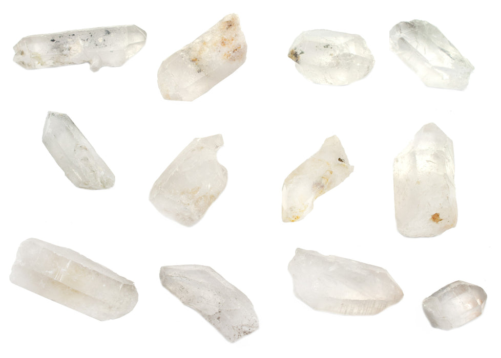 12PK Raw Quartz, Mineral Specimens, ± 1" Each