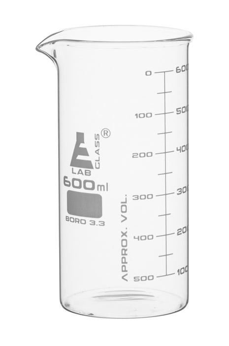 Beaker, 600ml - Tall Form - Graduated - Borosilicate Glass