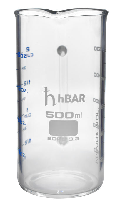 Industrial Beaker Mug, 500mL - Tall Form - Double Sided - Borosilicate Glass