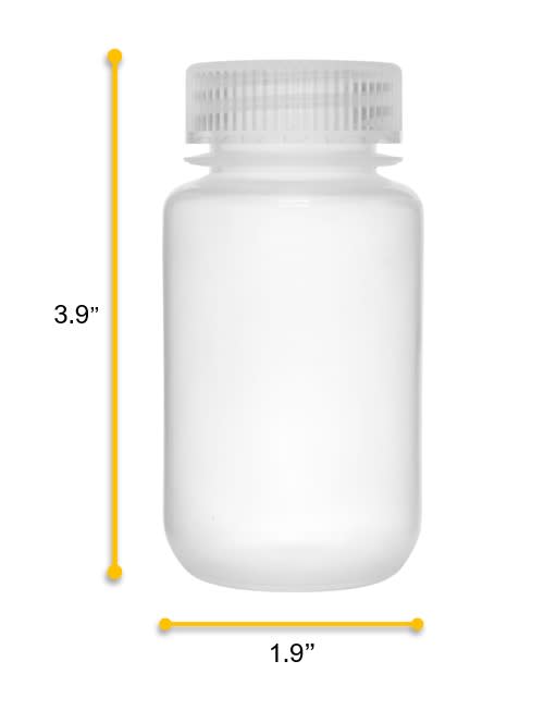 6PK Reagent Bottles, 125ml - Wide Neck with Screw Cap - Polypropylene