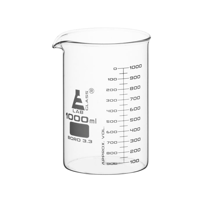 6PK Beakers, 1000ml - ASTM - Low Form - Graduated - Borosilicate Glass
