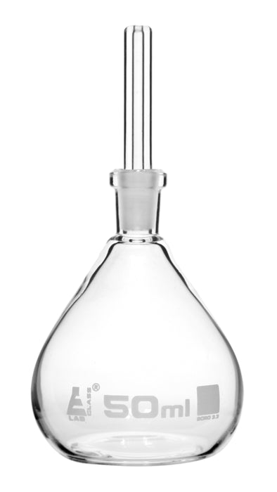 Specific Gravity Bottle, 50ml - Flat Bottom with Perforated Stopper - Borosilicate Glass