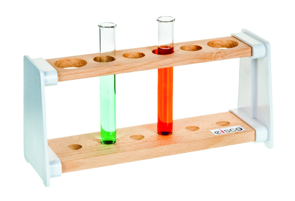 Test Tube Rack - Holds 6 Tubes (2 x 30mm and 4 x 20mm) - Hardwood and Polypropylene