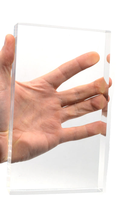 Set 3 Large Acrylic Blocks for Light and Prism Demonstrations - Rectangle (7.5"x4.3"), Equilateral Triangle (7.5"), Right Isosceles Triangle (7.25" x 5.1") - All 0.91"/23mm Thick