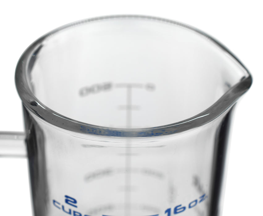 Industrial Beaker Mug, 500mL - Tall Form - Double Sided - Borosilicate Glass