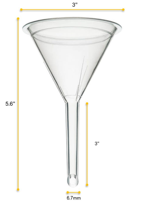 10PK Filter Funnel, 3" - Polypropylene Plastic - Chemical Resistant