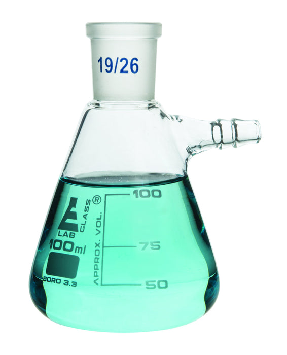 Buchner Filter Flask, 1000ml - 29/32 Joint, White Graduations - Side Arm - Borosilicate Glass - Eisco Labs